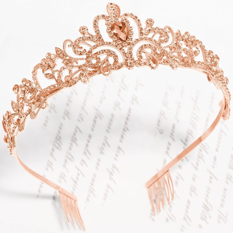 TAROSE Crowns for Women, Queen Crystal Gold Silver Tiaras with White Rhinestone and Combs, Goddess Crown for Wedding Bride Birthday Princess Bridal Shower Hair Accessories for Women - Image 3